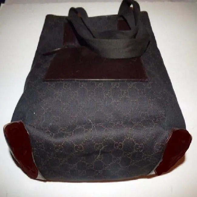 Gucci Webby Vintage Brown Leather And Gg Leather Tote