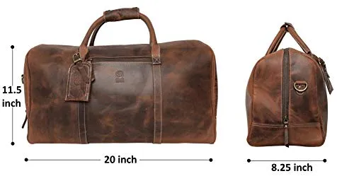 Handmade Leather Carry On Bag - Airplane Underseat Travel Duffel Bags By Rustic Town (Mulberry)