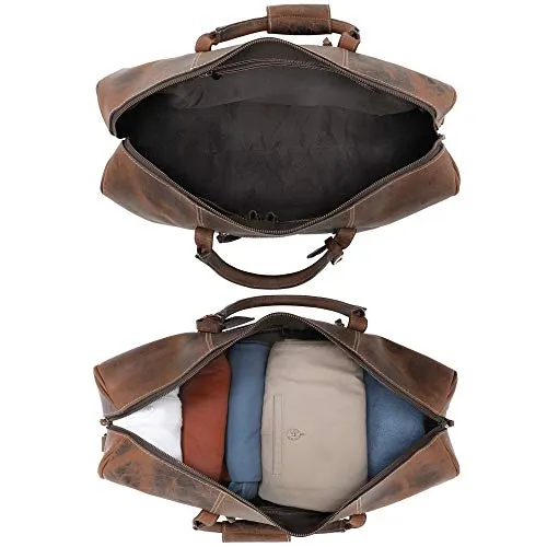 Handmade Leather Carry On Bag - Airplane Underseat Travel Duffel Bags By Rustic Town (Mulberry)