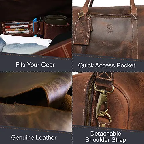Handmade Leather Carry On Bag - Airplane Underseat Travel Duffel Bags By Rustic Town (Mulberry)