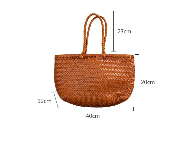 Handmade Woven Cowhide Leather Tote Bags for Women