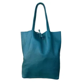 Italian Big Leather Tote in Dark Teal