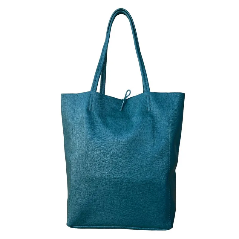 Italian Big Leather Tote in Dark Teal