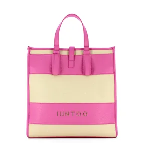 Iuntoo - Essenziale Canvas Naturale Rosa Large Tote - 105001 - NATURALE/ROSA
