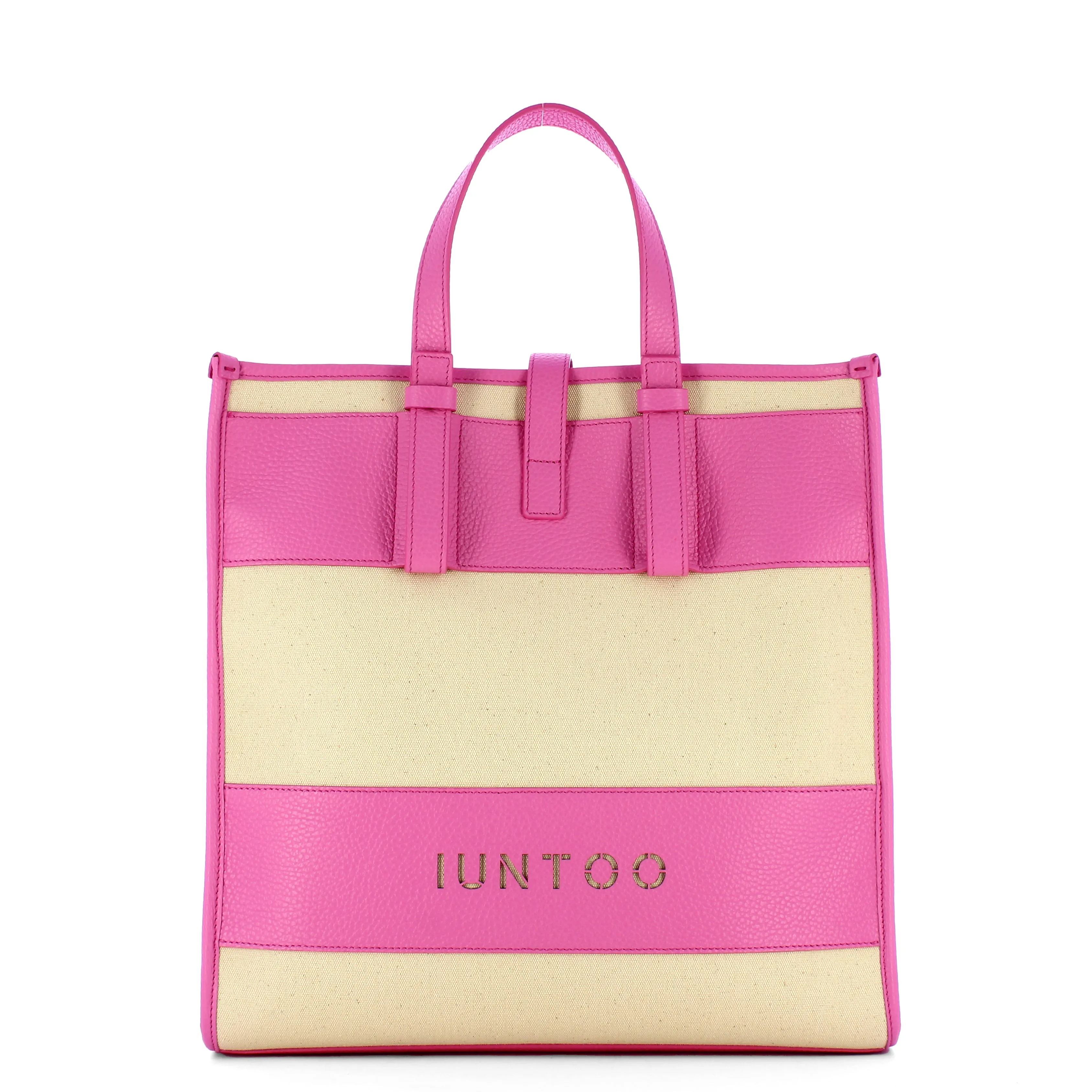Iuntoo - Essenziale Canvas Naturale Rosa Large Tote - 105001 - NATURALE/ROSA