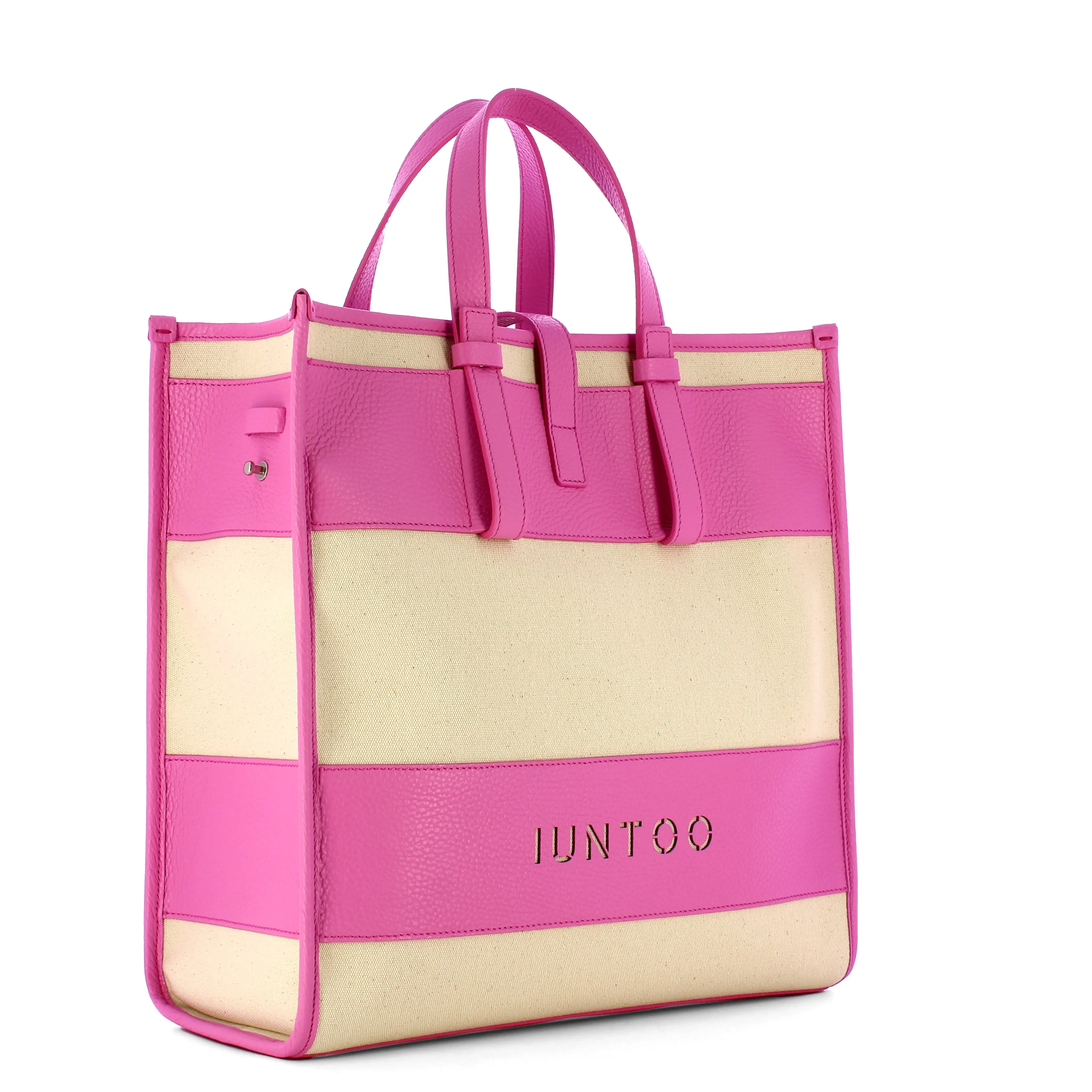 Iuntoo - Essenziale Canvas Naturale Rosa Large Tote - 105001 - NATURALE/ROSA