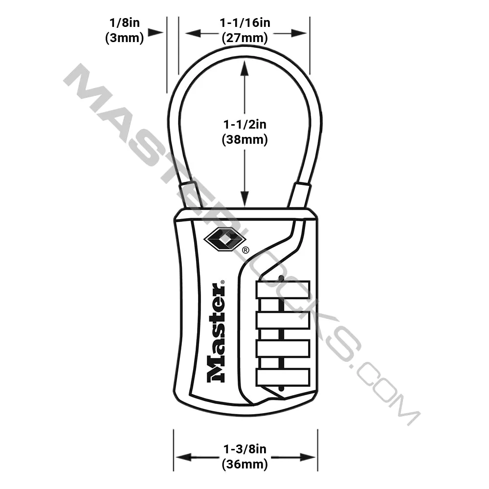 Master Lock 4697D Set Your Own Numeric Combination TSA-Accepted Luggage Lock with Flexible Shackle; Assorted Colors 1-3/8in (36mm) Wide (Pack of 4)