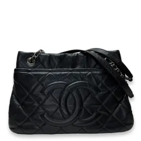 Matelasse Chain Black Tote Bag in Caviar Leather, Silver hardware