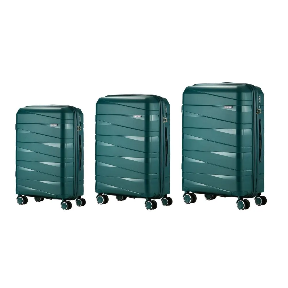 Mazam 3PCS Luggage Set Travel TSA Lock PP Case Green
