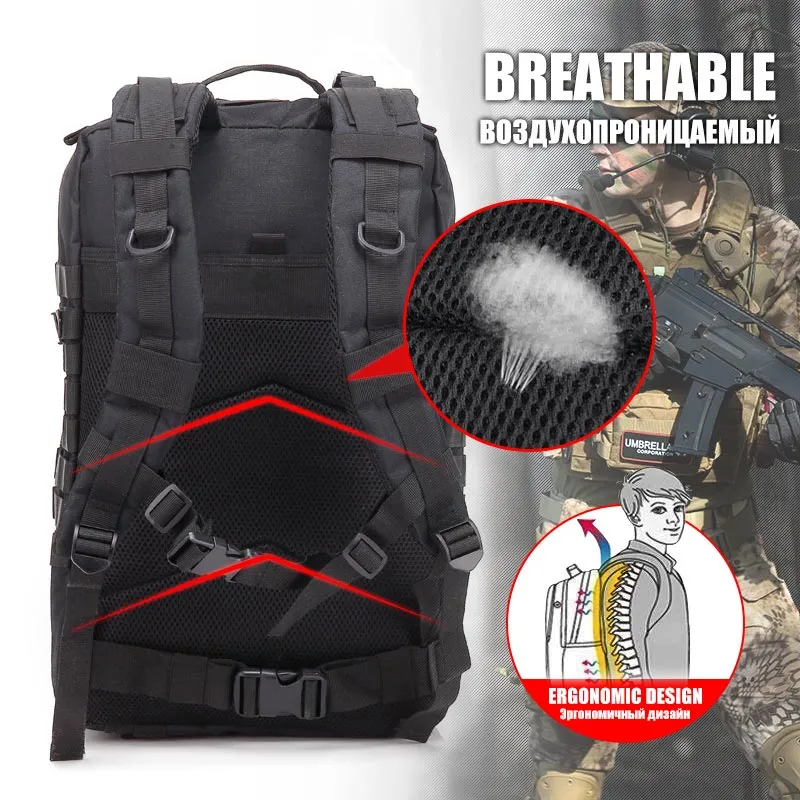 Men Army Military Tactical Large Backpack Waterproof Outdoor Sport Hiking Camping Hunting
