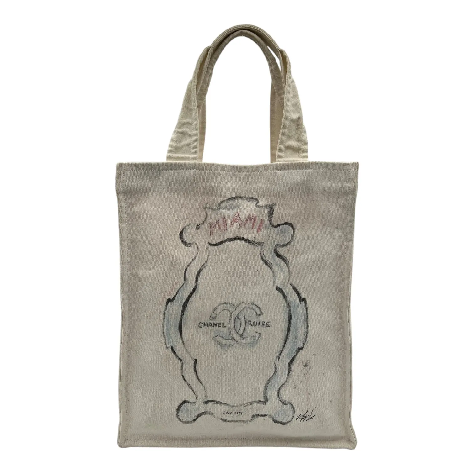 Miami Cruise Tote Bag White in Canvas, Silver hardware