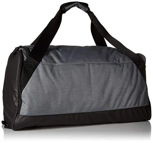 Nike Brasilia Training Duffel Bag, Versatile Bag with Padded Strap and Mesh Exterior Pocket, Medium, Flint Grey/Black/White
