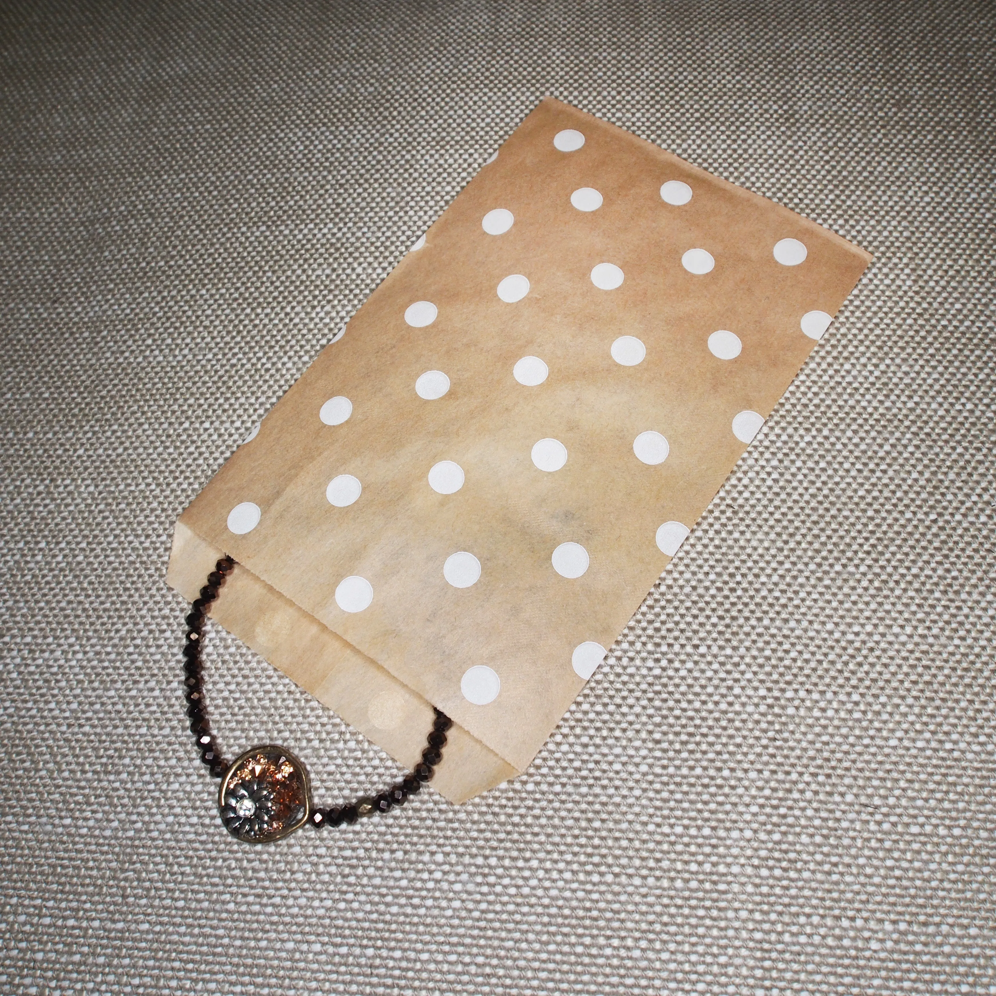 Red or White Polka Dots on Brown Flat Paper Bags -100Bags/Pack- Multiple Sizes
