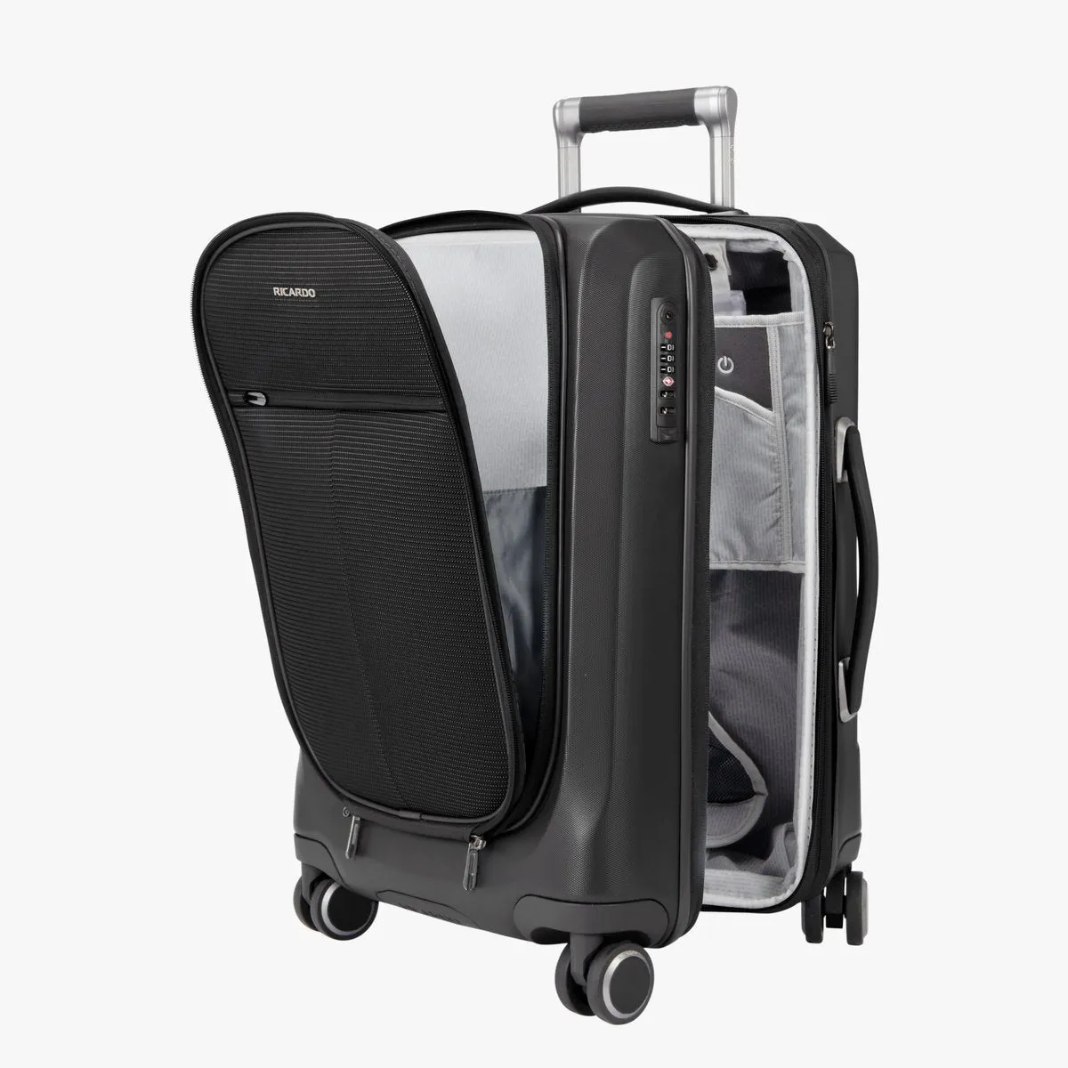 Ricardo Beverly Hills Cupertino Carry-On Spinner Luggage w/Built-In USB Charging Capability