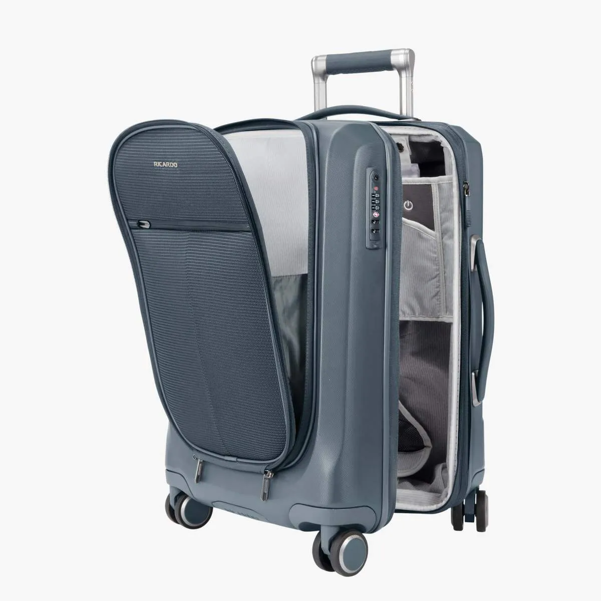 Ricardo Beverly Hills Cupertino Carry-On Spinner Luggage w/Built-In USB Charging Capability