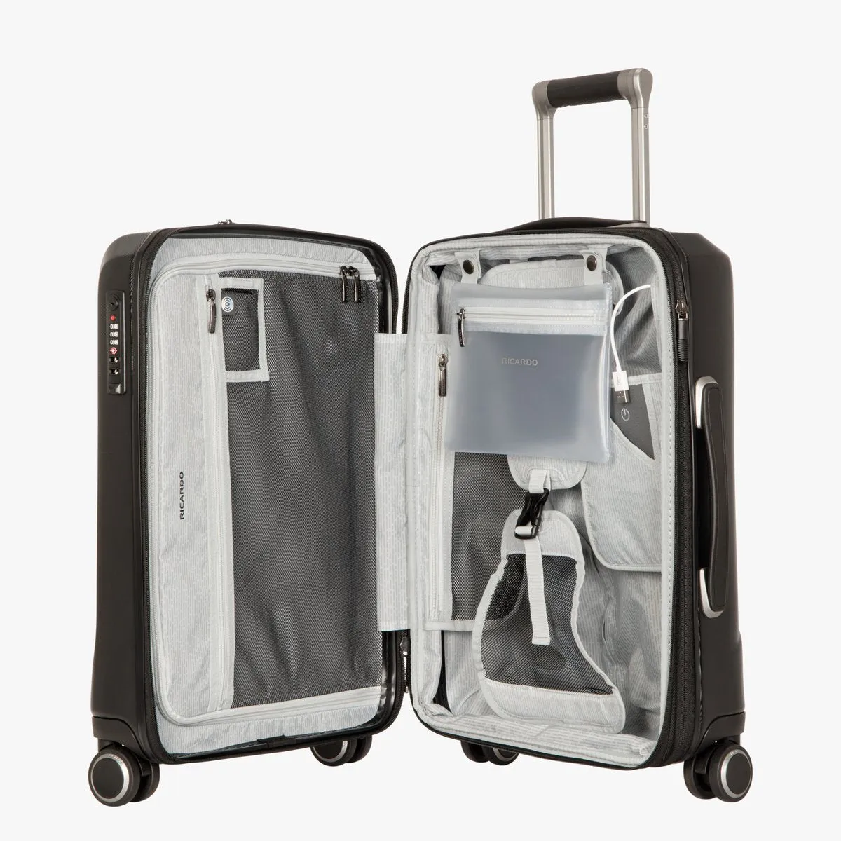 Ricardo Beverly Hills Cupertino Carry-On Spinner Luggage w/Built-In USB Charging Capability