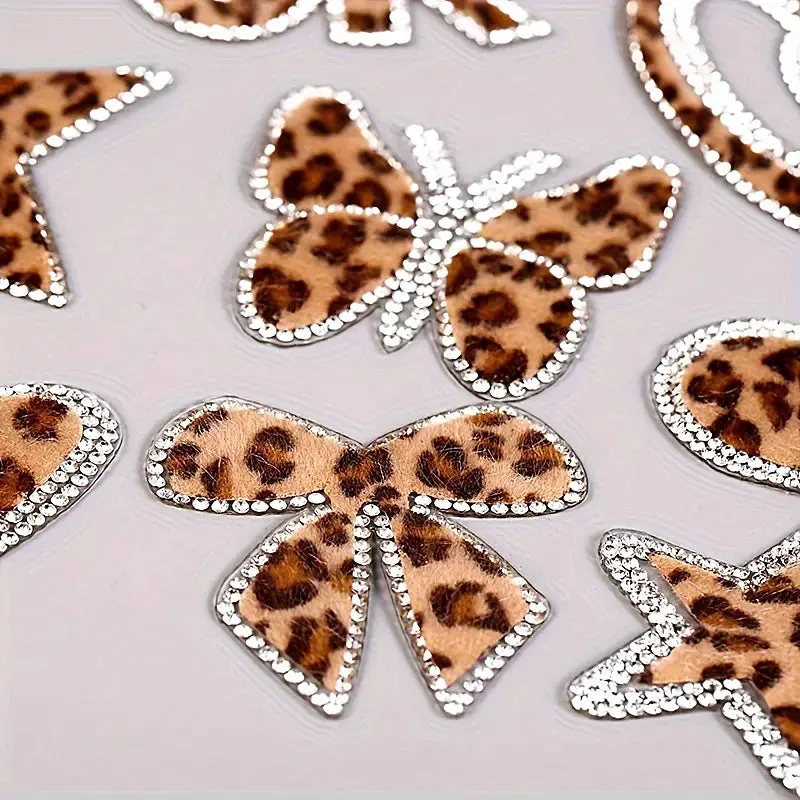 Sparkling Leopard Print Rhinestone Patches