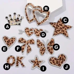 Sparkling Leopard Print Rhinestone Patches