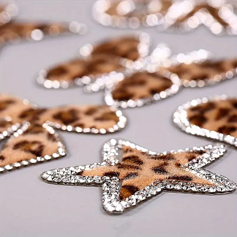 Sparkling Leopard Print Rhinestone Patches
