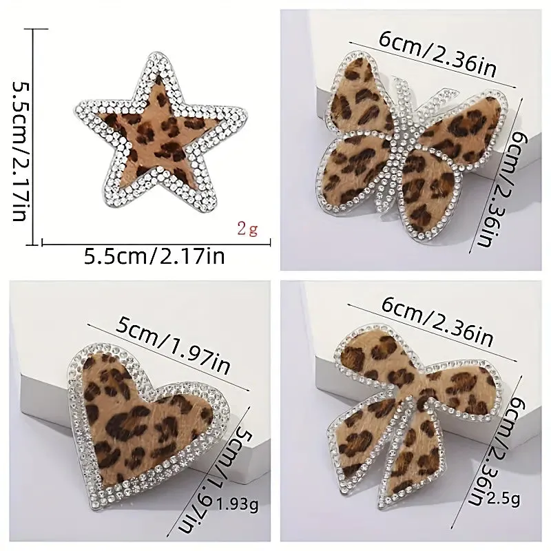 Sparkling Leopard Print Rhinestone Patches
