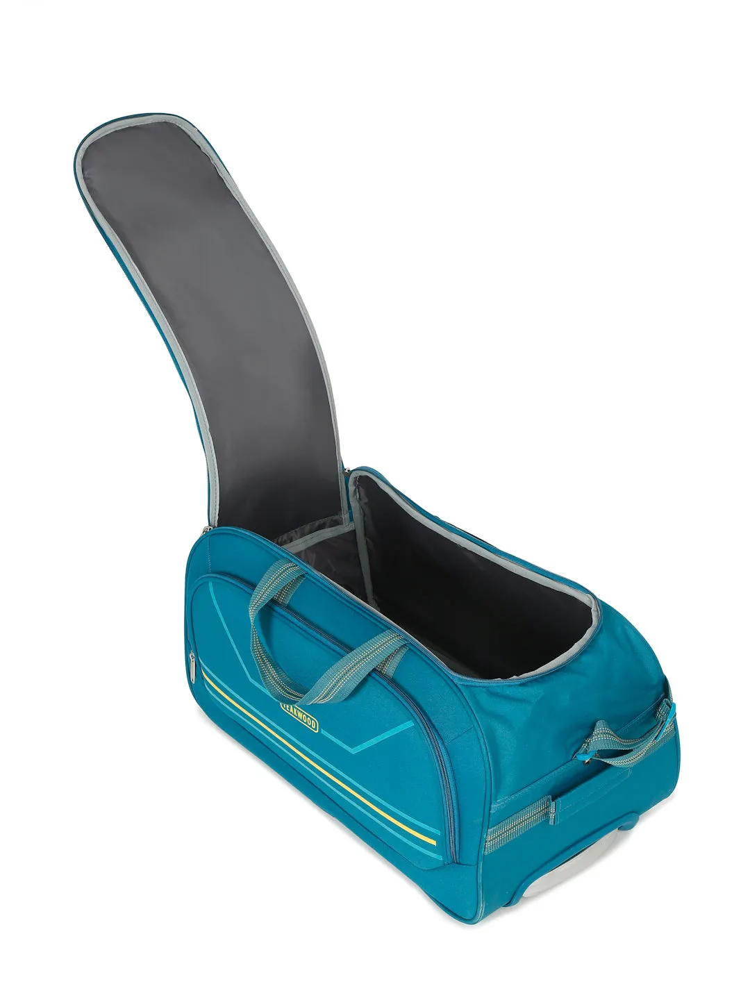 Teal Printed Large Duffel Trolley Bag