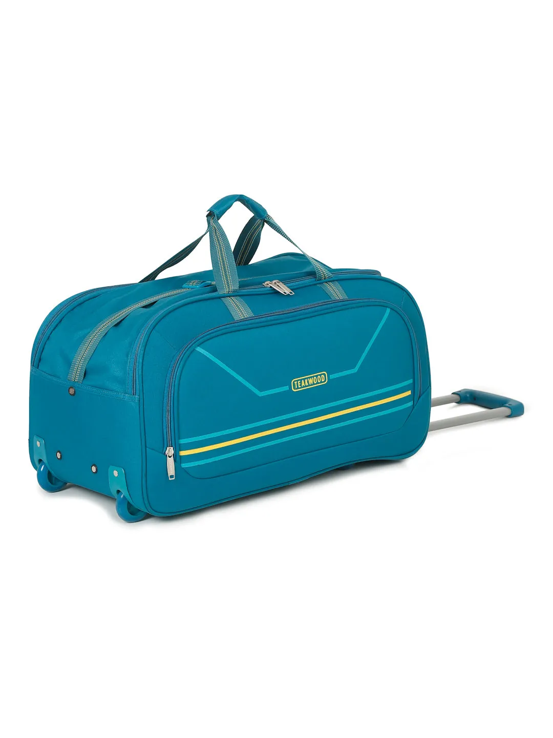 Teal Printed Large Duffel Trolley Bag
