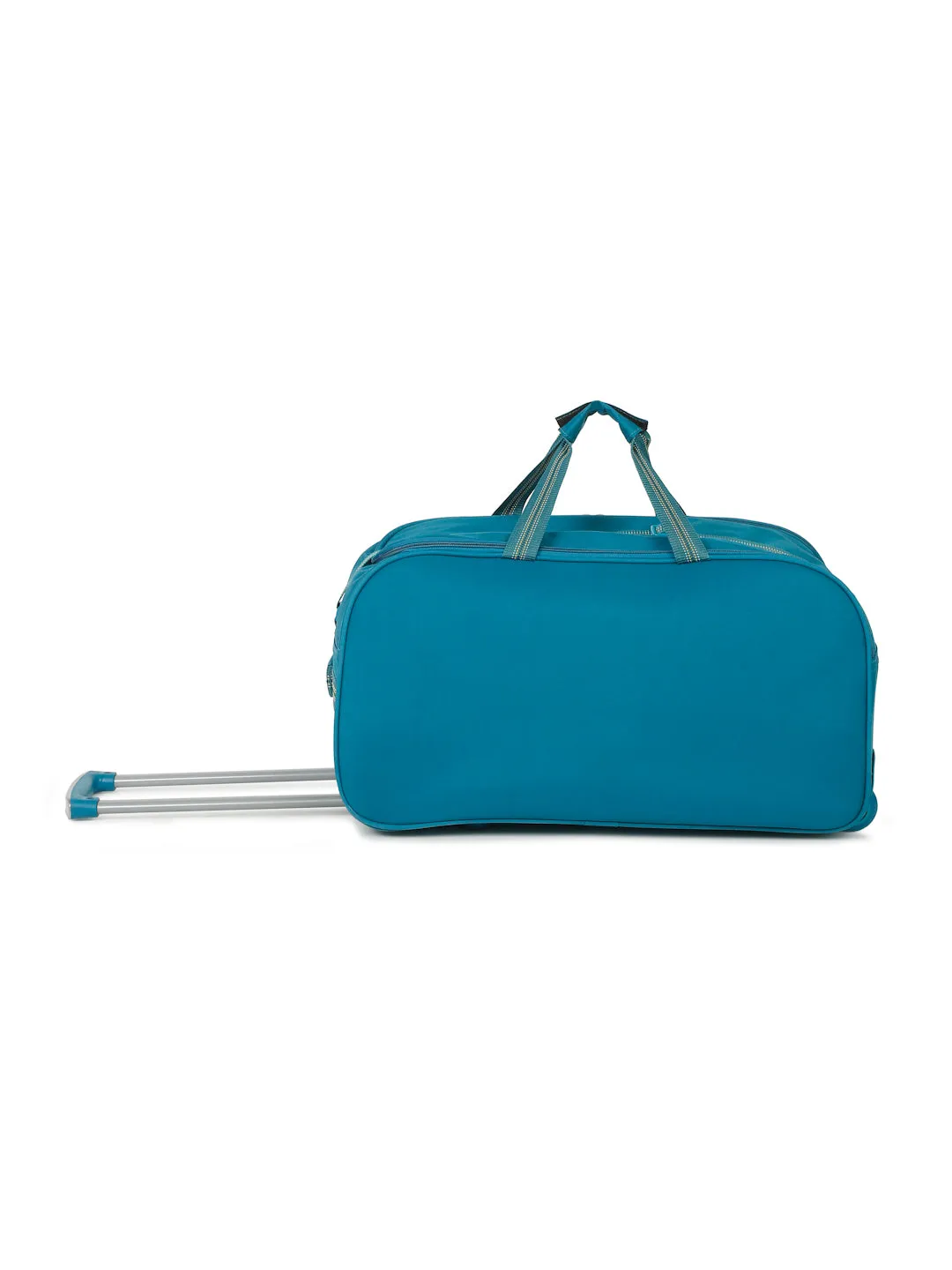 Teal Printed Large Duffel Trolley Bag