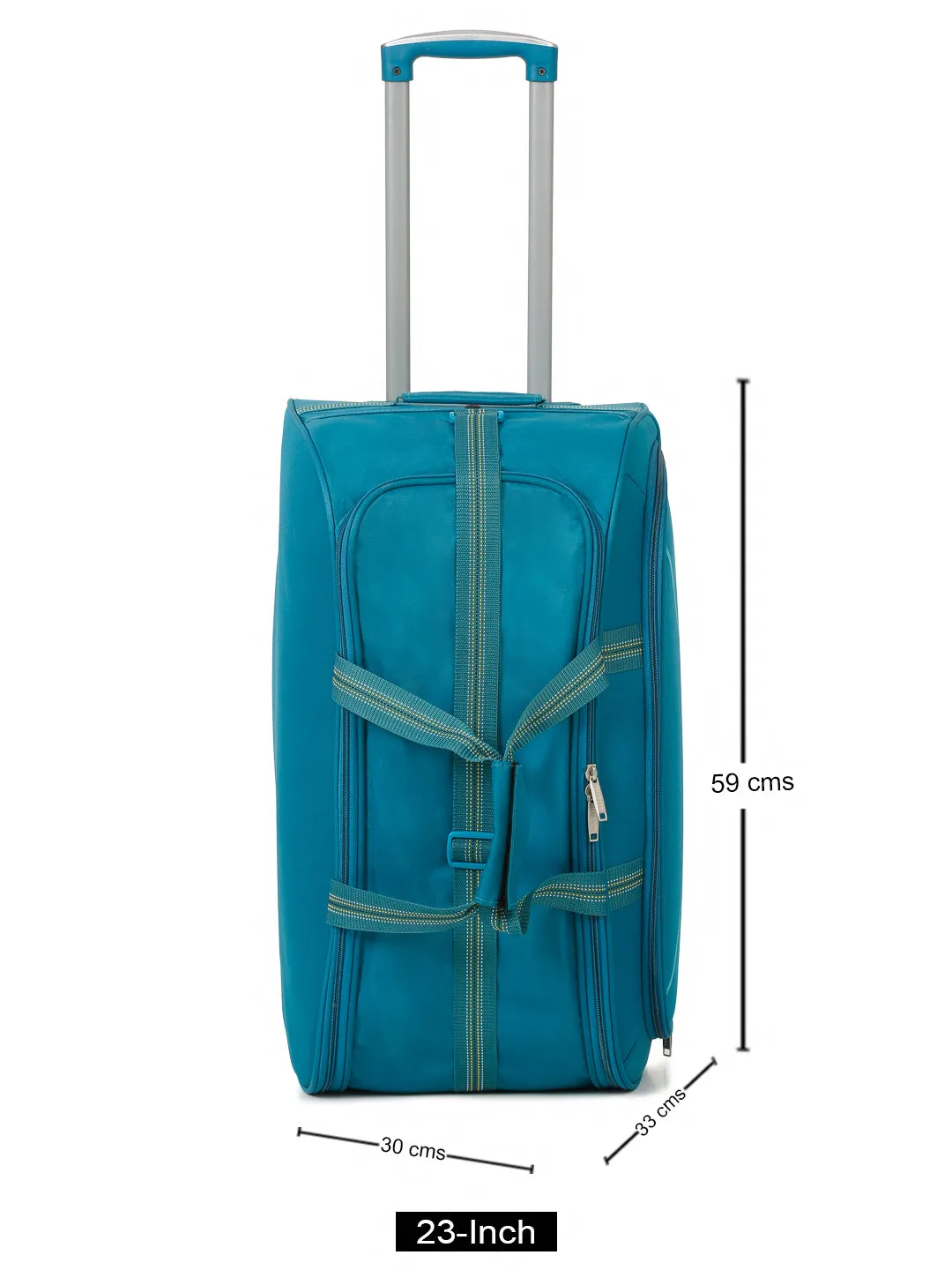 Teal Printed Large Duffel Trolley Bag