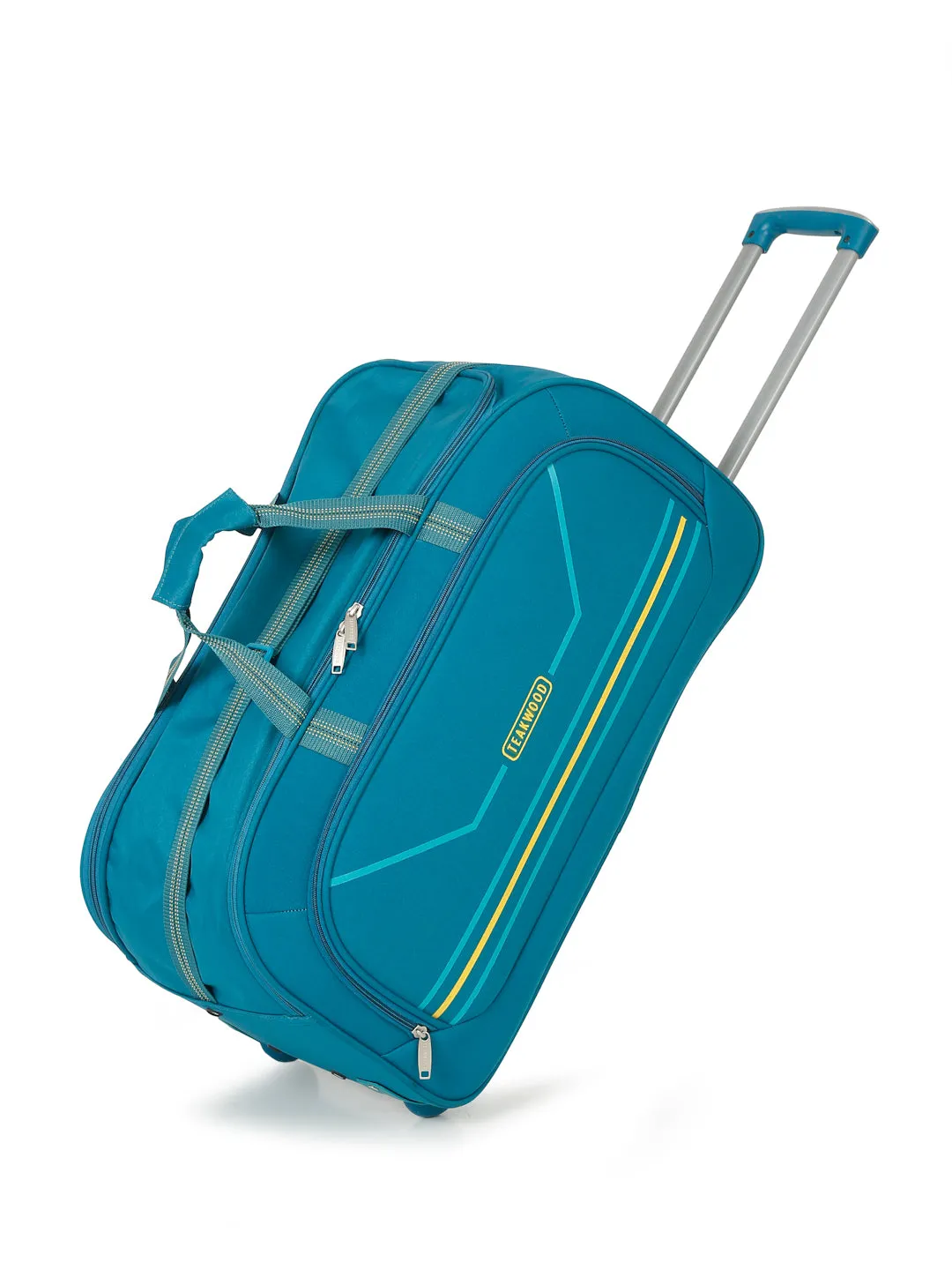 Teal Printed Large Duffel Trolley Bag