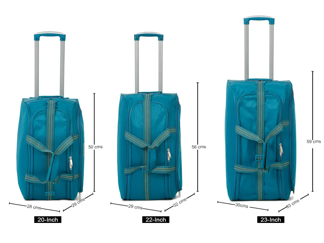 Teal Printed Large Duffel Trolley Bag