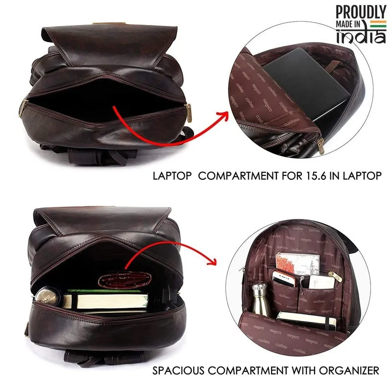 THE CLOWNFISH Hayden 25L Laptop Backpack - Water Resistant | Unisex | 15.6 Inch | Umber Brown