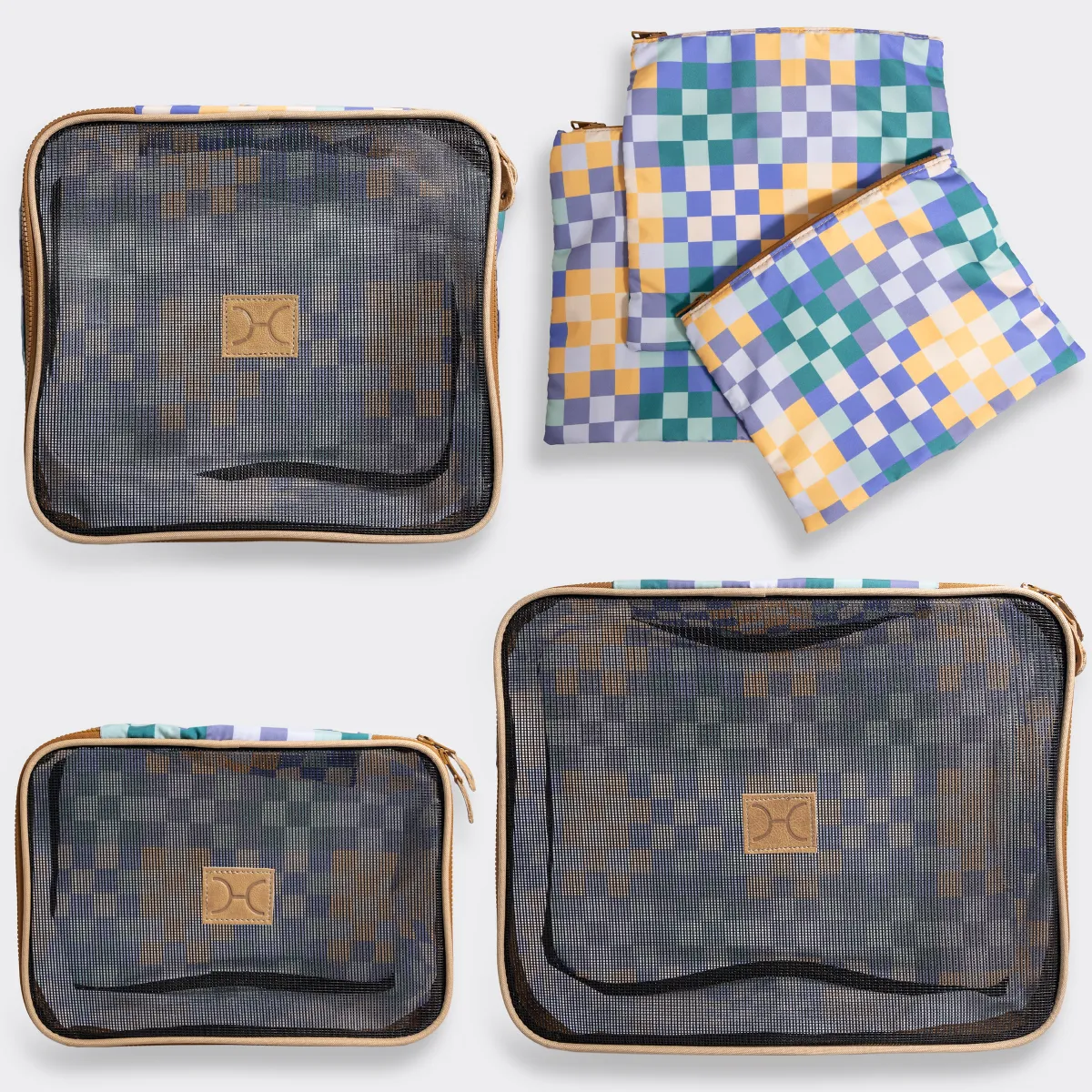 Travel Luggage Organizer Pods 6 piece set | Checker Jet