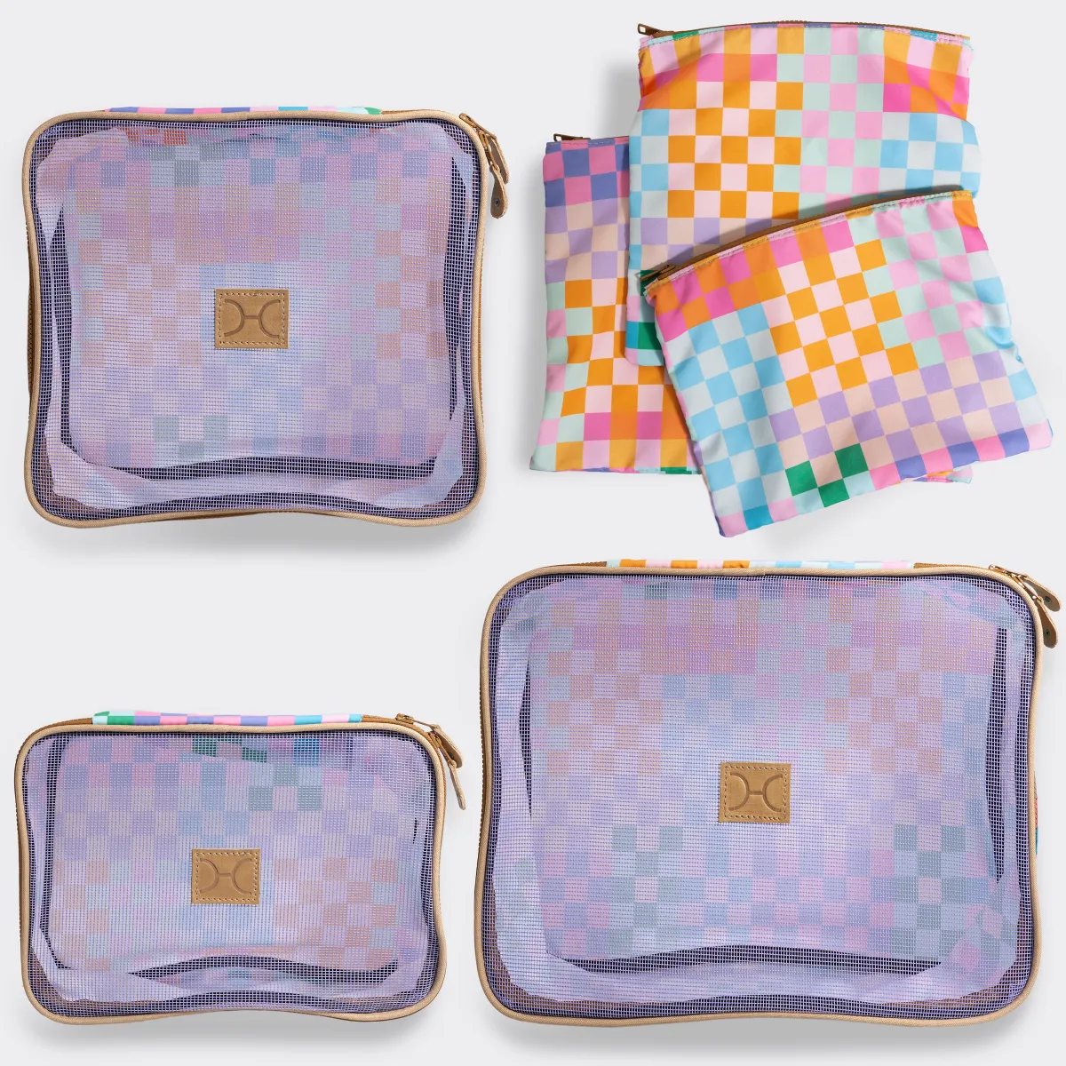 Travel Luggage Organizer Pods 6 piece set | Checker Preppy