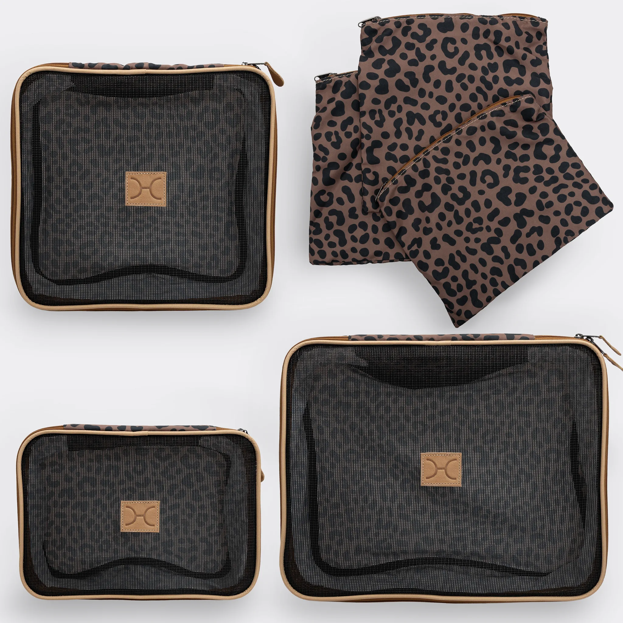 Travel Luggage Organizer Pods 6 piece set | Cheetah Coffee