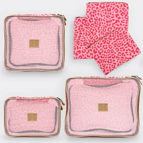 Travel Luggage Organizer Pods 6 piece set | Cheetah Pink - OUT OF STOCK - SUPPLY END OF FEB25