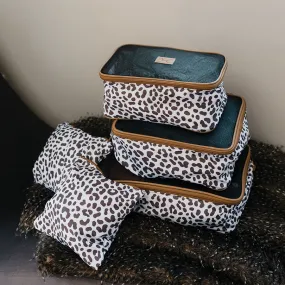 Travel Luggage Organizer Pods 6 piece set | Cheetah White