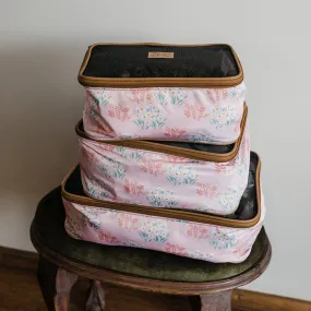 Travel Luggage Organizer Pods 6 piece set | Crazy Daisy Blush