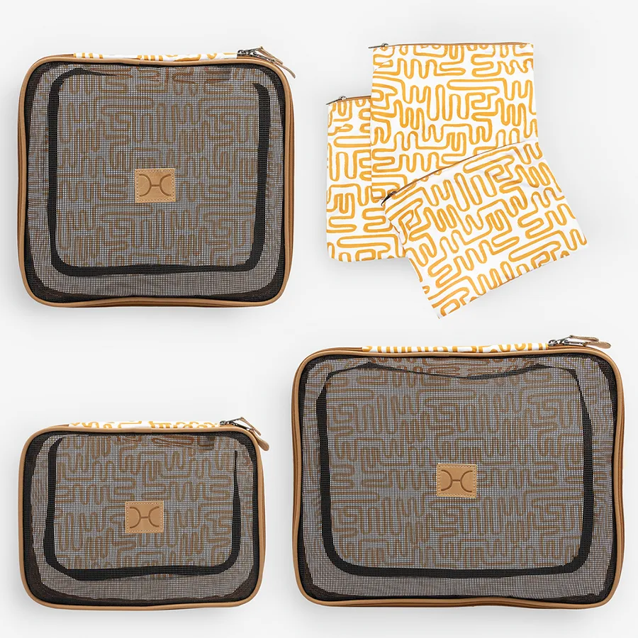 Travel Luggage Organizer Pods 6 piece set | Geo Sand