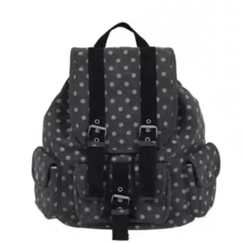 Uakiss Korean Vintage Dot Pocket Backpack Y2k Aesthetic Casual Women Students Schoolbags Fashion Simple All Match Preppy Backpacks