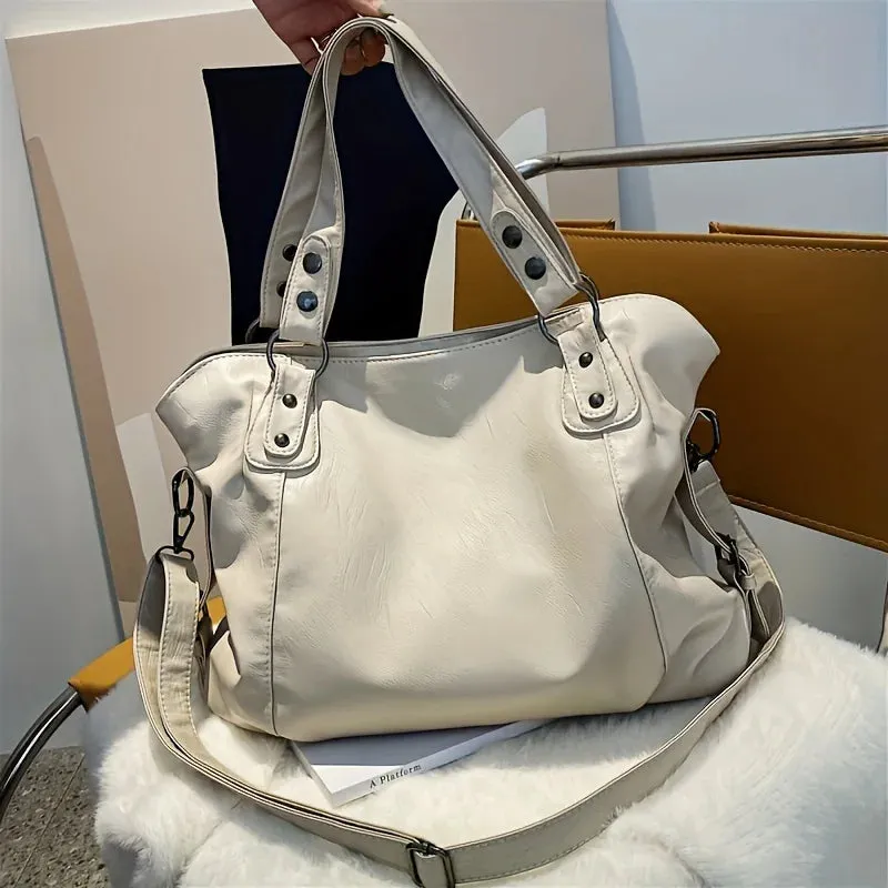 UAKISS  -  Luxury High Quality Casual Soft Women Tote Shoulder Bags Large Capacity leather Shopper Bag Fashion Black Zipper Travel Handbag