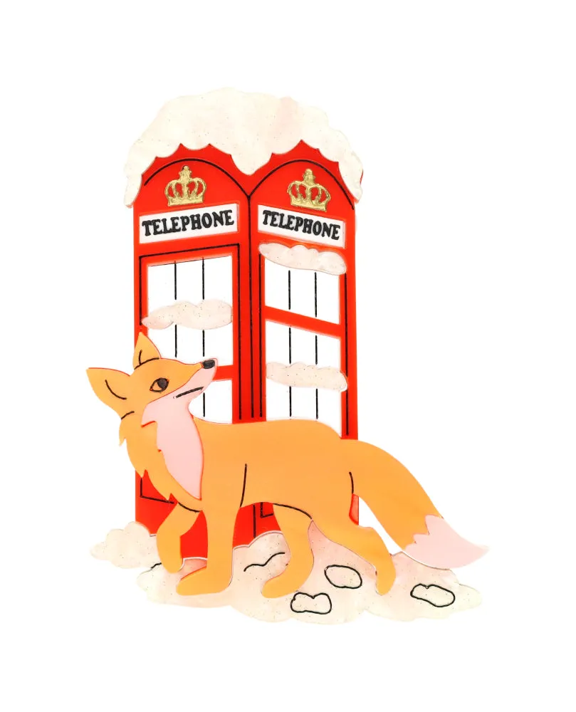 Urban Fox in Snowy London Brooch