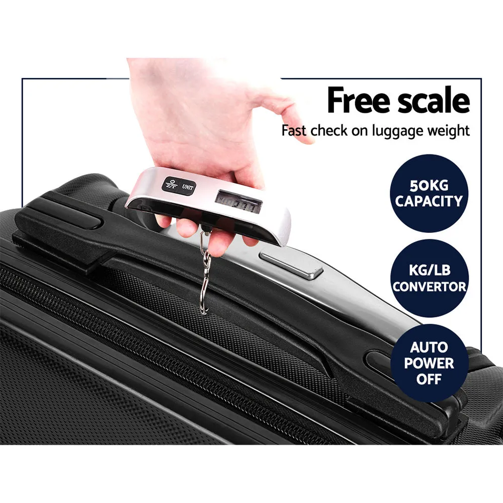 Wanderlite 3pc Luggage Trolley Set Suitcase Travel TSA Hard Case w/Scale Black