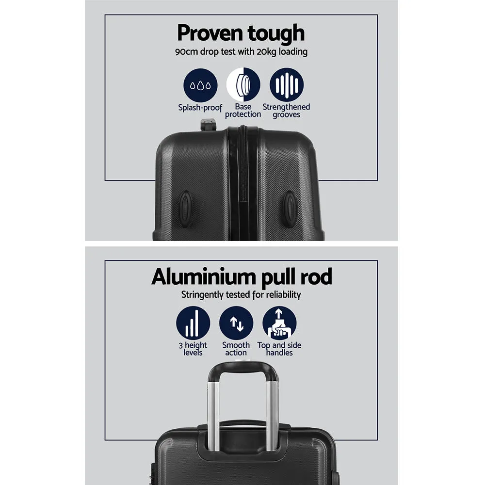 Wanderlite 3pc Luggage Trolley Set Suitcase Travel TSA Hard Case w/Scale Black