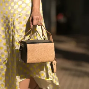 Women Stylish Mini Duffel Bag | Travel Apt | Coconut Leather | Dark Grey & Beige